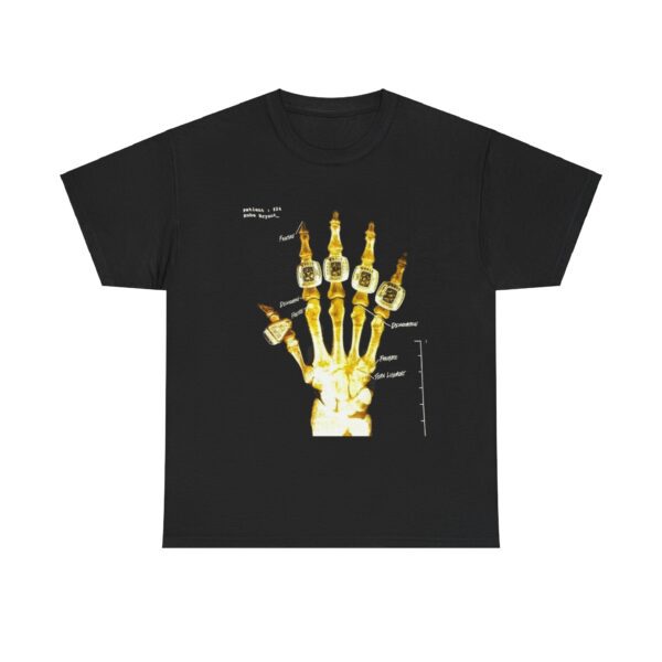 product photography of the Kobe Bryant Broken Not Beaten X-Ray Rings T-Shirt